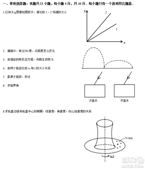 2024高考真题江苏卷物理试卷答案解析